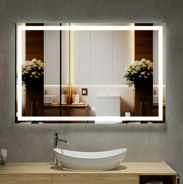 Producto - Espejo Led con Reloj Rectangular 1200 x 800