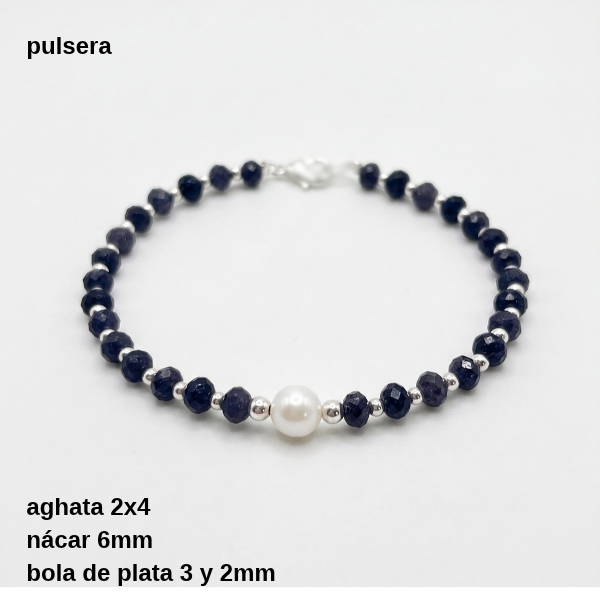 Producto - PUL #FP Pulsera aghata 2x4 con bola de nácar 6mm (DÓLAR) - 3