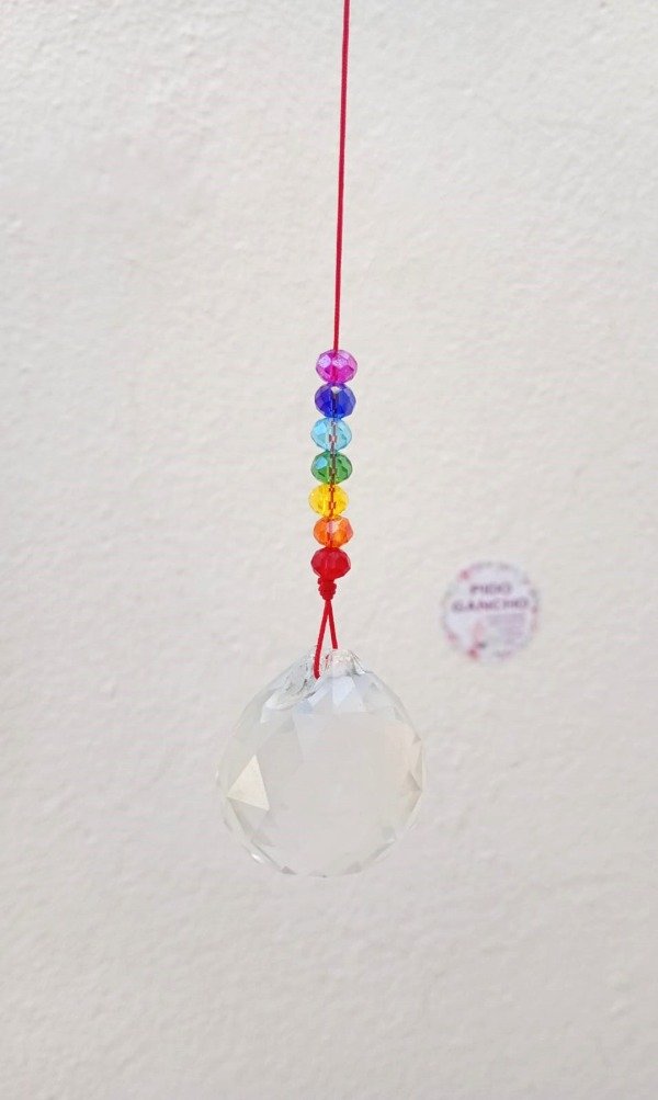 Producto - Atrapasol hilo, 7 chakras cristal roca- cairel de 4 cm