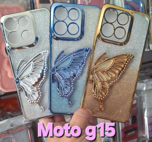 Producto - Fundas masriposas brillo desmontable. Moto g15