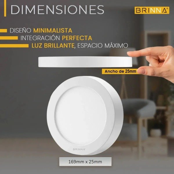 Producto - PLAFON PANEL LED REDONDO APLICAR 12W CALIDO BRINNA - 3