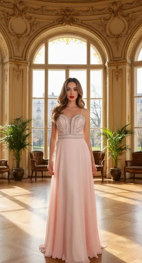 Vestido de ensueño con escote corazón y brillo — imagen 2