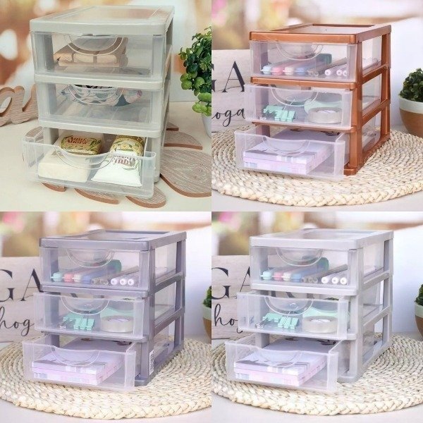 Producto - Cajonera Plástica De 3 Estantes Organizador Escritorio 15CM 9008