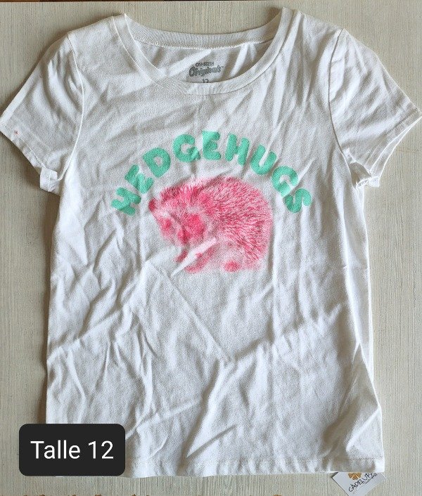 Remera manga corta oshkosh talle 12 blanca