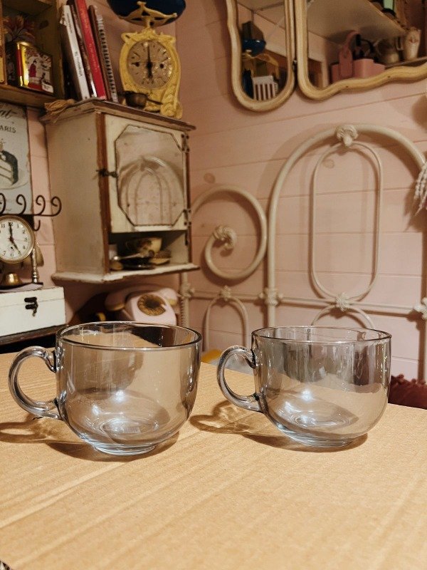 Producto - Taza de vidrio azul translúcida kit x2