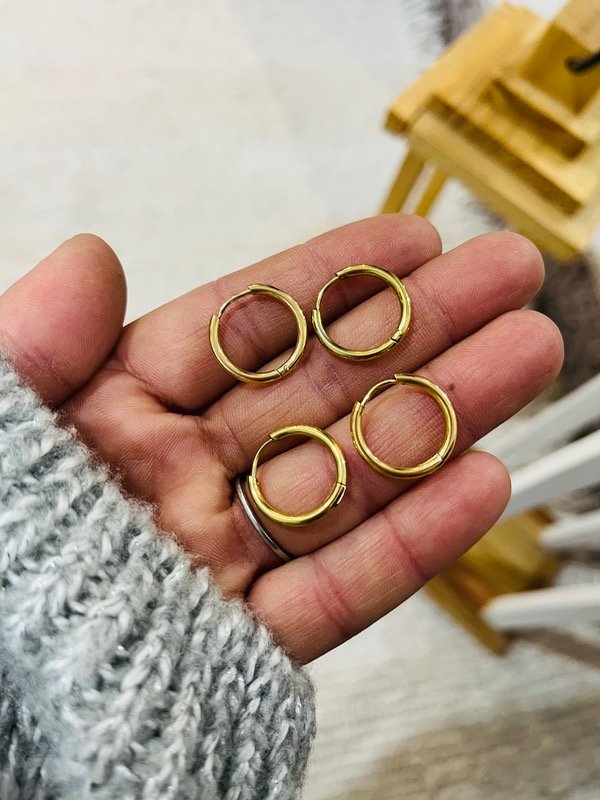 Producto - Argollitas acero dorado clasicas