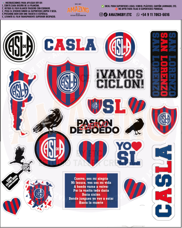 Producto - San Lorenzo Plancha Stickers premium DTF UV