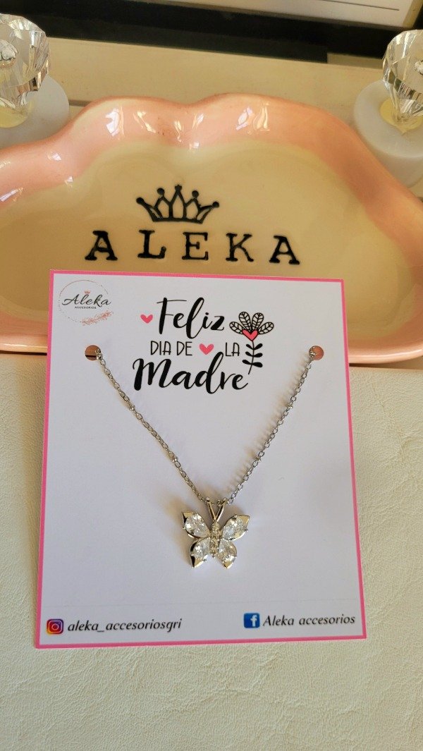 Producto - Collar mariposa con cubic de acero quirúrgico - 0