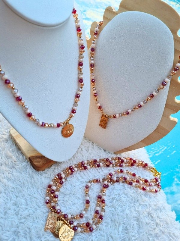 Producto - COLLAR CRISTALES MIX ROJO