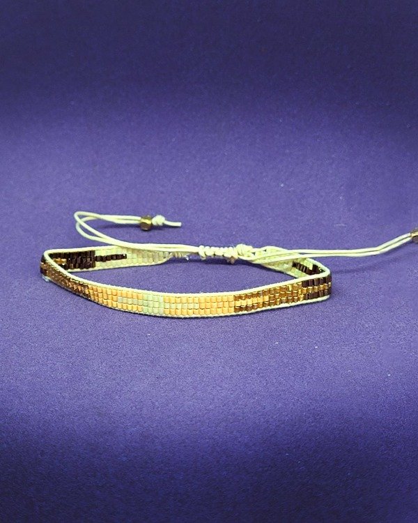 Producto - P 685 - Pulsera de India - Ajustable - Tejida en diagrama Natural-Salmón-Cobre..