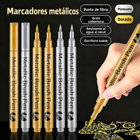 Producto - Marcador fibron indeleble dorado y plateado - 0