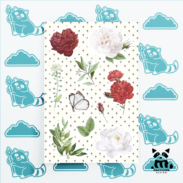 Producto - Plancha de Stickers Rosas y Plantas 1