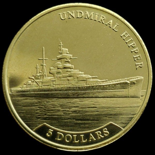 Producto - República de Nauru 5 Dollars 2017 Buque Admiral Hipper (alemán) Unc - 1