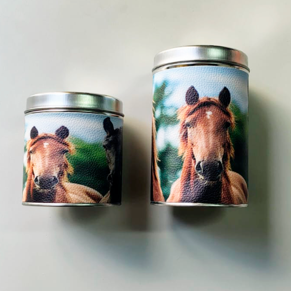 Producto - LATA YERBERO / AZUCARERO CUERINA CABALLO