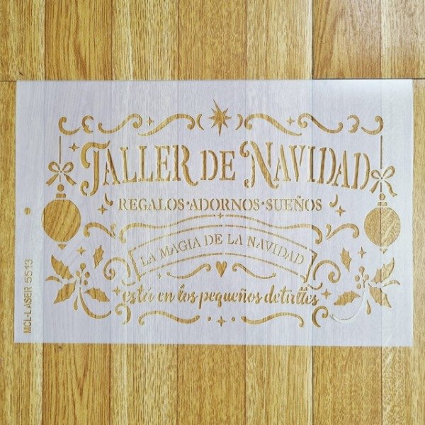 Producto - St 5513 de 20x30 cm Stencil Cartel Taller Navidad