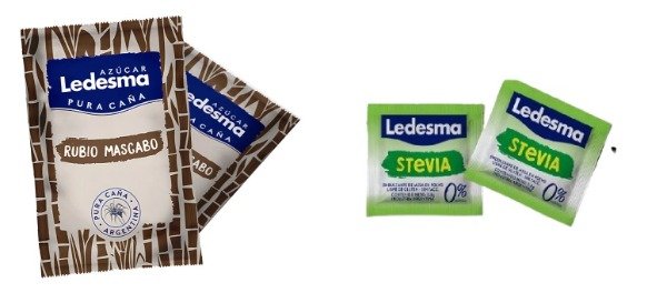Producto - AZUCAR RUBIO MASCABO x200u + STEVIA x200 SOBRES INDIVIDUALES LEDESMA