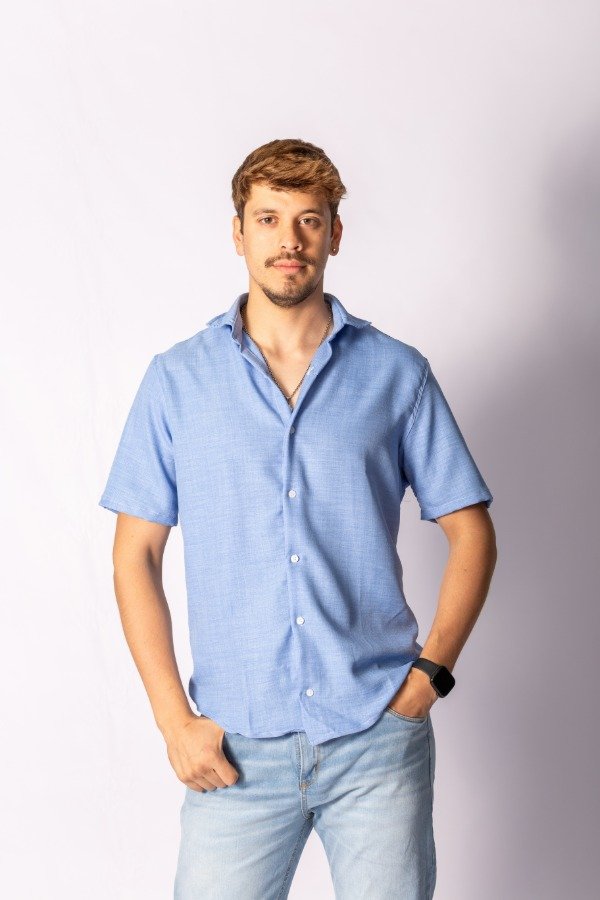 Producto - CAMISA TWILL LINO CELESTE