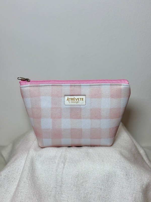 Producto - Neceser Amelia - Cuadrille rosa claro