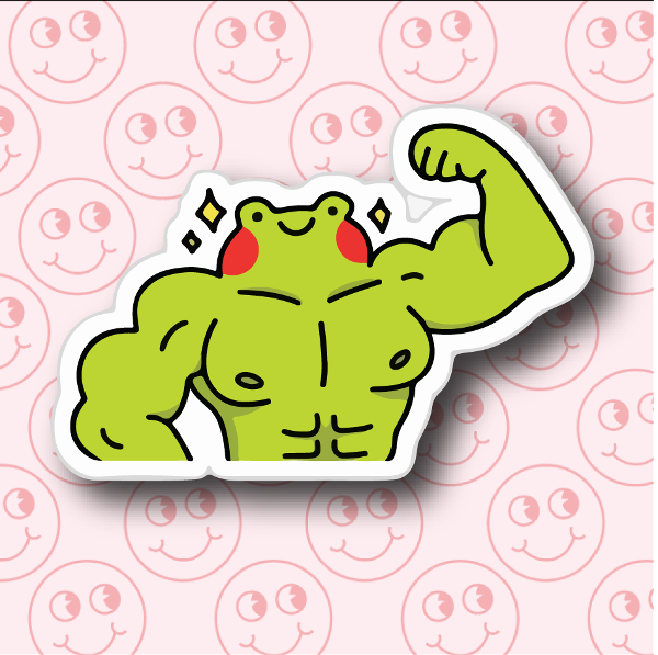 Sticker Rana Verde Meme Rana musculosa - Tienda de Stickers