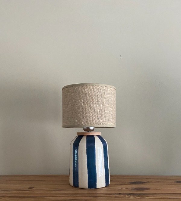 Producto - Lámpara Tambor Rayas Azul Cobalto- ENTREGA INMEDIATA