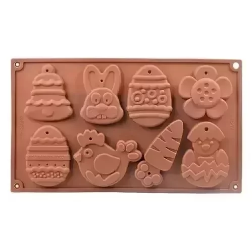 Producto - Molde silicona huevos y conejitos dijes medianos