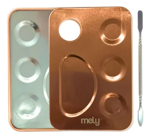 Producto - Paleta Mezcladora + Espatula P/ Maquillaje Acero Inoxidable mely