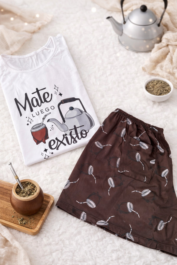 Producto - Pijama Corto Mate Luego Existo