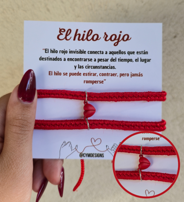 Producto - Pulseras hilo rojo para compartir con IMAN corazon rojo