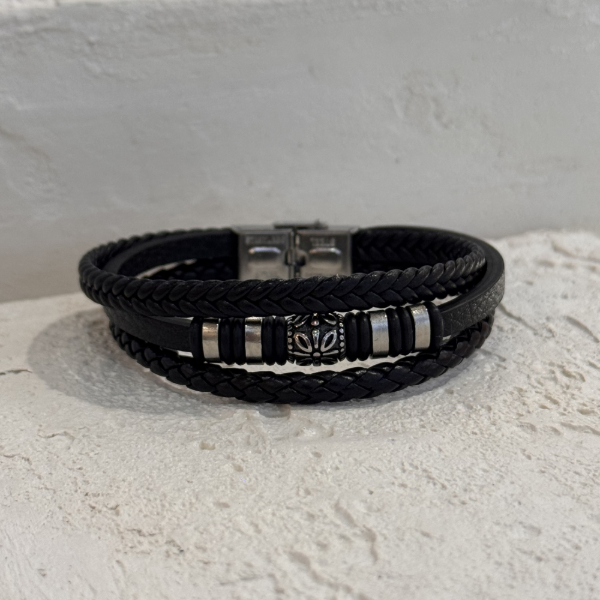 Producto - Pulsera triple negra cuero