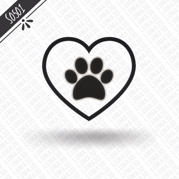 Producto - S0501 - Corazón con huella (Perros - stamp)