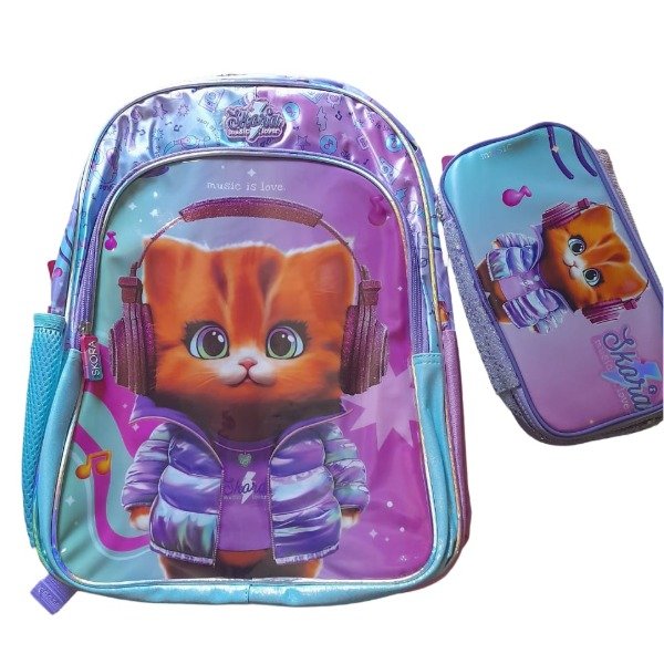 Producto - Mochila + cartuchera  skora gatito
