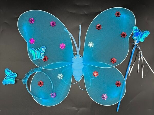 Producto - Alas Mariposa Celestes + Varita + Vincha