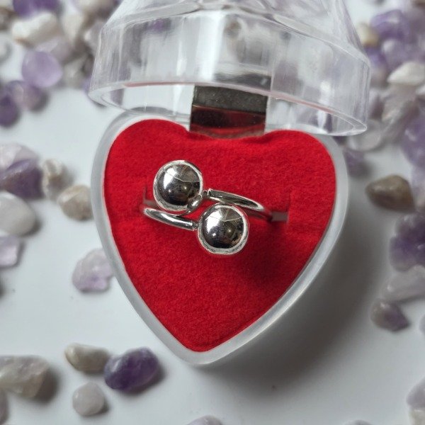 Producto - Anillo italiano tú y yo esferas grandes