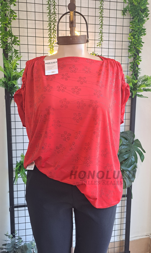 Producto - Blusa Romana Roja con brillo