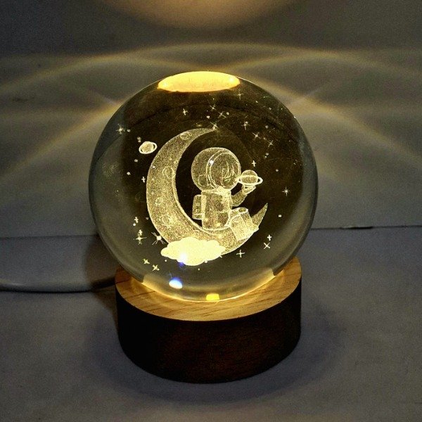 Producto - Velador Esfera Cristal Astronauta Media Luna