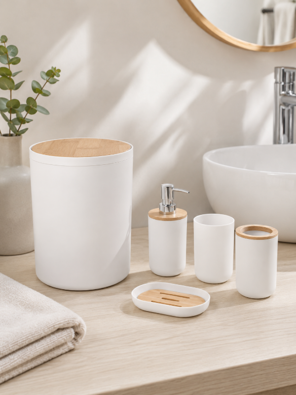 Producto - SET BAÑO 5 PCS - HOME - MADERA