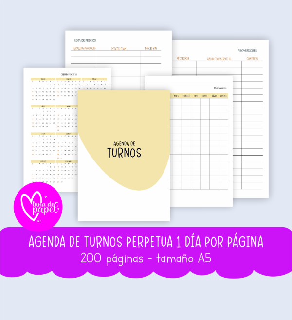 Producto - Agenda de turnos PERPETUA 1 día por página