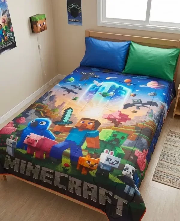 Producto - Acolchado Minecraft Plaza Y Media Con Guata