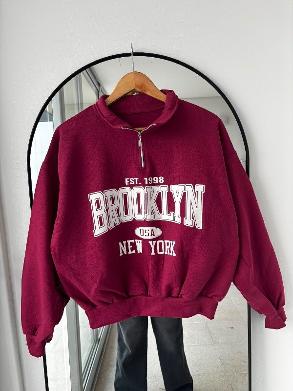 Buzo algodón frizado Brooklyn burdeos