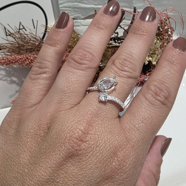 Producto - Anillo Plata 925 tulipán con cubic blanco