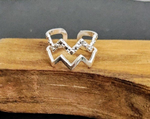 Producto - Anillo Doble Tira Picos una Lisa otra Pelotitas Regulable