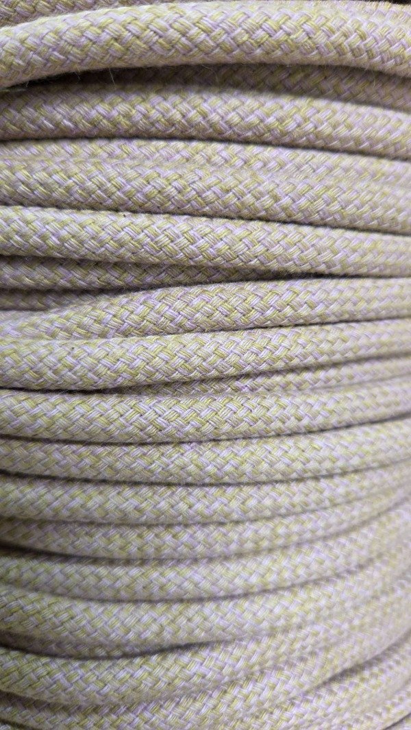 Producto - Cordon de algodón trenzado 6mm MELANGE SIMIL YUTE Y LILA - 1
