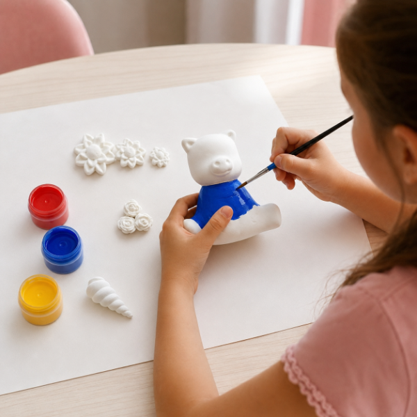 Producto - SET DE FIGURAS EN PORCELANA FRIA ACRILICOS Y PINCEL PARA DECORAR EN CAJA - 1
