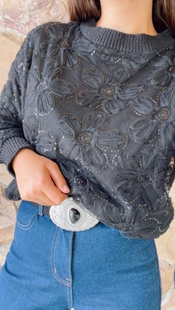 Producto - SWEATER IMPORTADO FLORES (NEGRO)