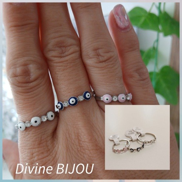 Producto - Anillos ojitos strass acero