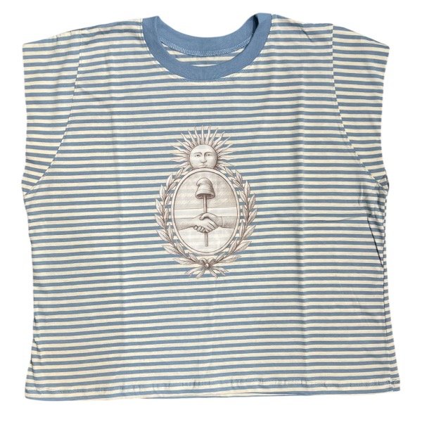 Producto - REMERA MINI MANGA ESCUDO RAYA CELESTE