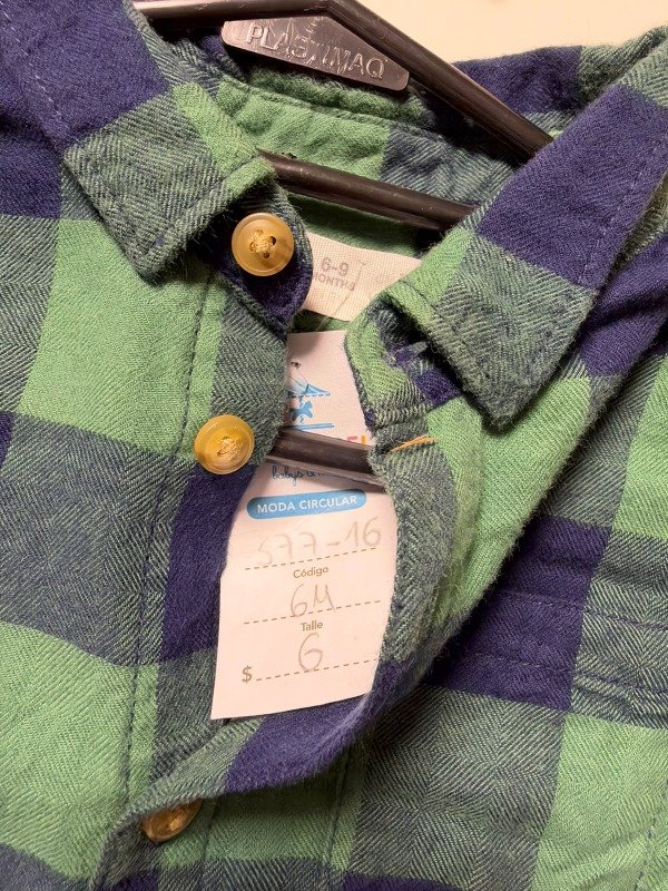 Producto - Camisa a cuadros verde y azul Zara 6 meses - 4