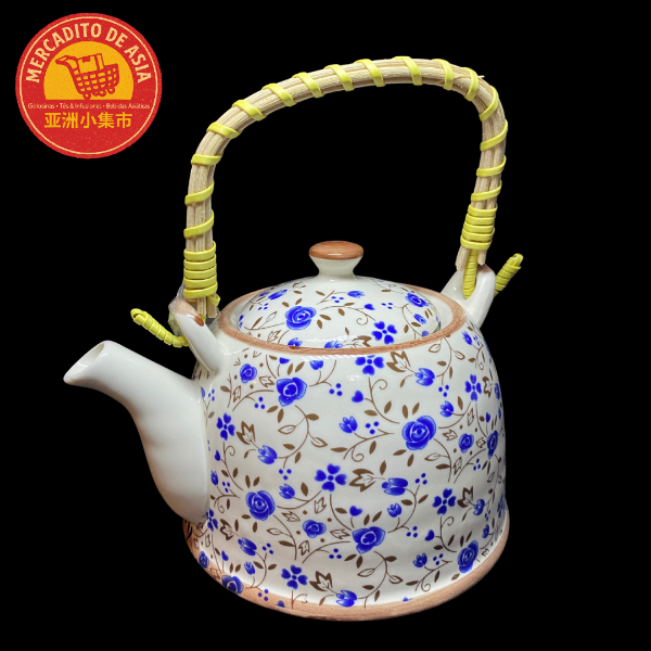Producto - Tetera Cerámica con Diseño Floral Azul  750 ml ENVÍO INCLUIDO