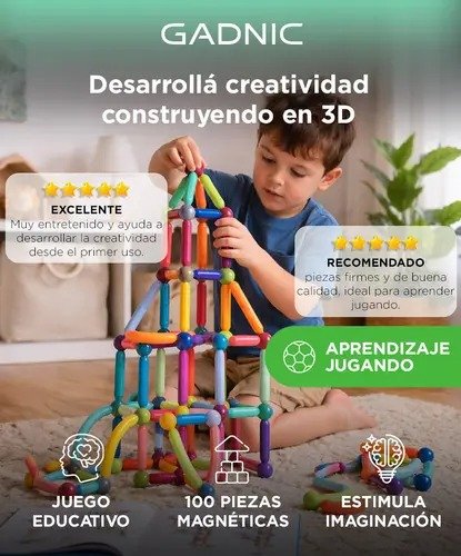 Producto - Juego De Construcción Gadnic 100 Piezas Magnéticas - 1