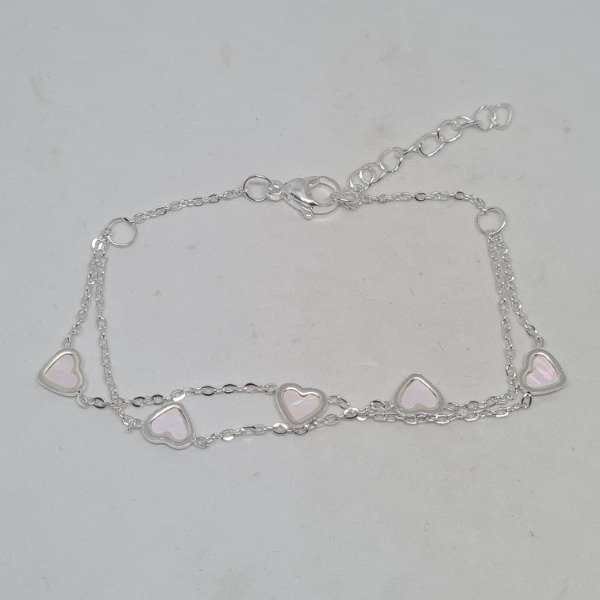 Producto - Pulsera doble corazones nácar